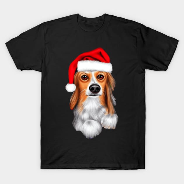 Basset Hound in a Christmas Hat T-Shirt by CBV